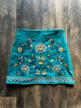70s Inspired Embroidered Skirt